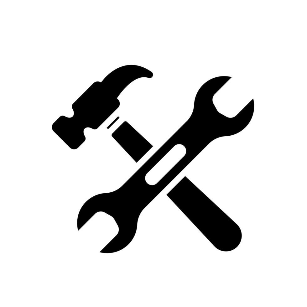 llave inglesa y martillo icono diseño vector modelo