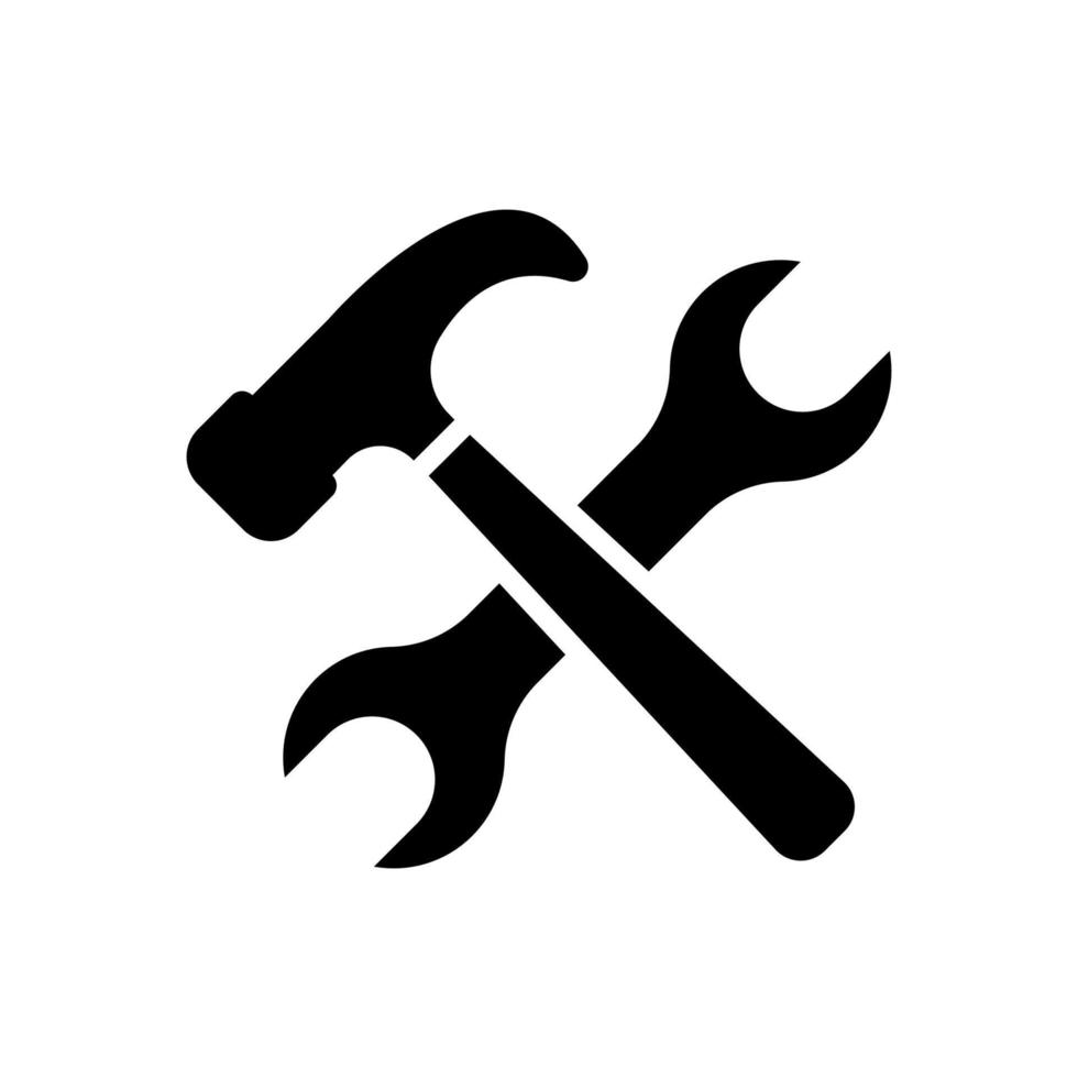 llave inglesa y martillo icono diseño vector modelo