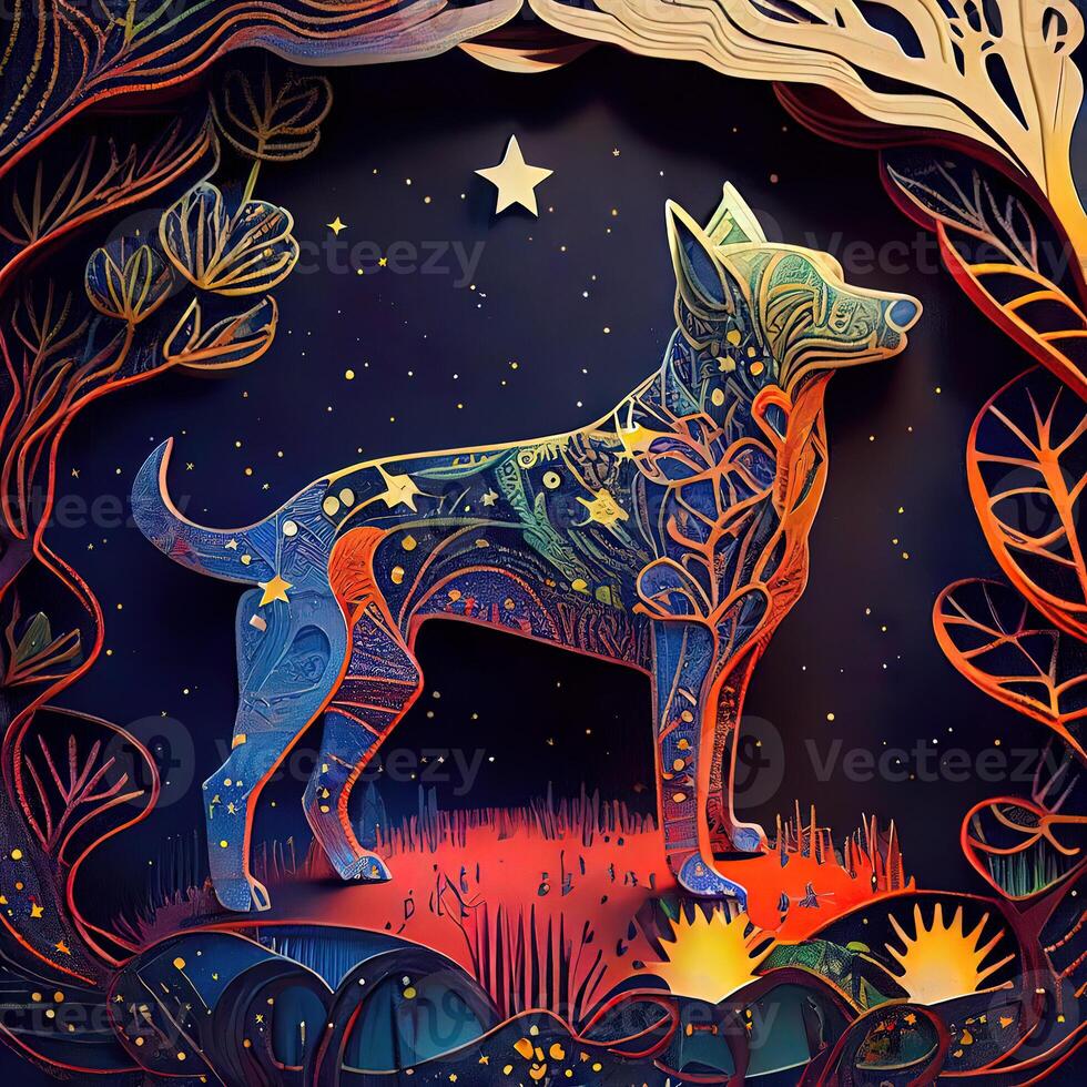 Paper Cut Craft Fantasy Dream Dog - photo