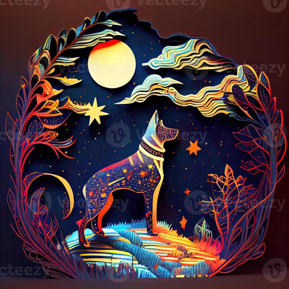 Paper Cut Craft Fantasy Dream Dog - photo