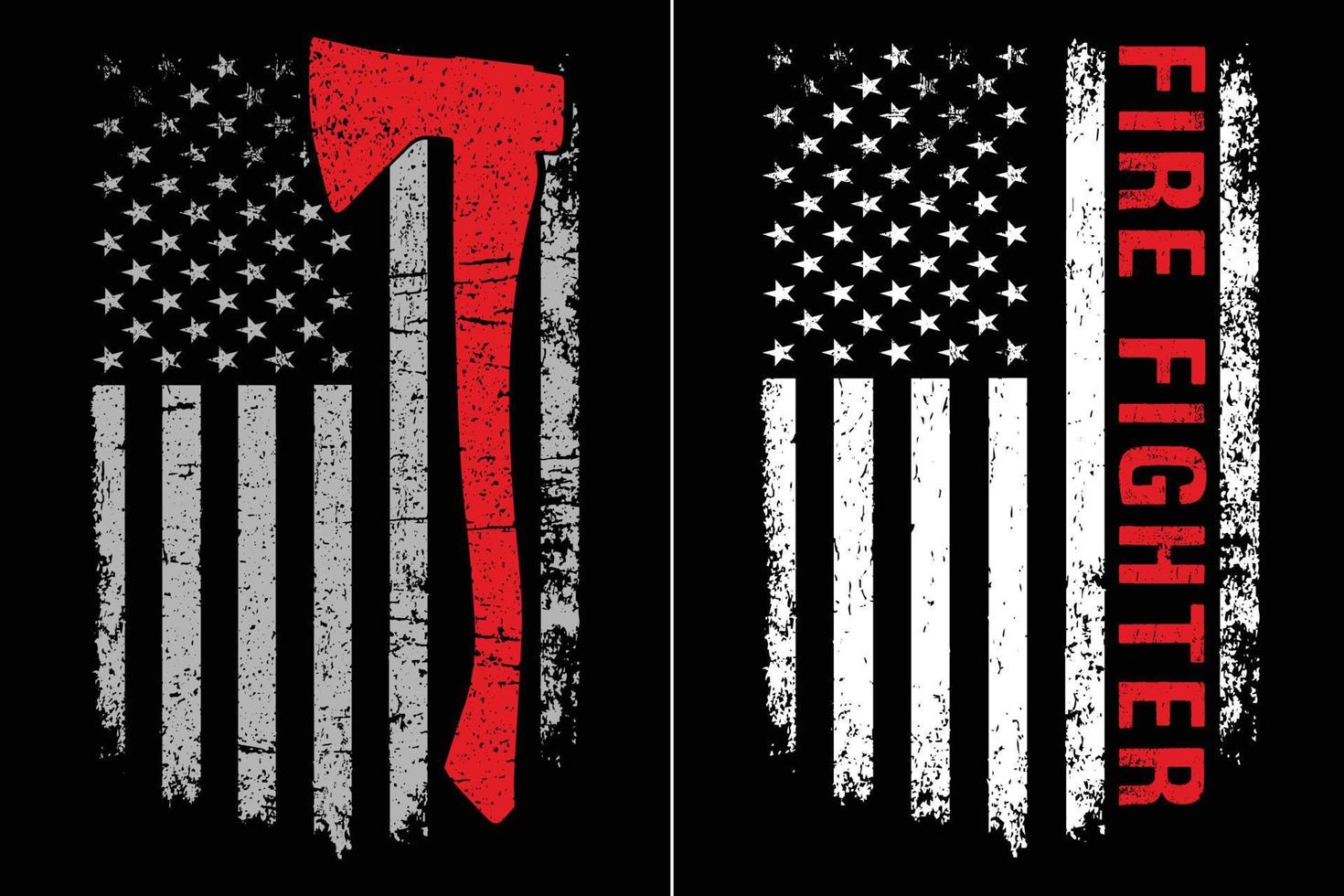 American Flag Firefighter And Axe Design vector