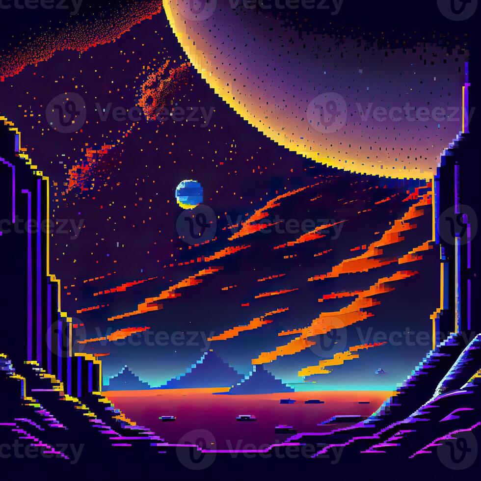 Pixel Art Space Background - photo