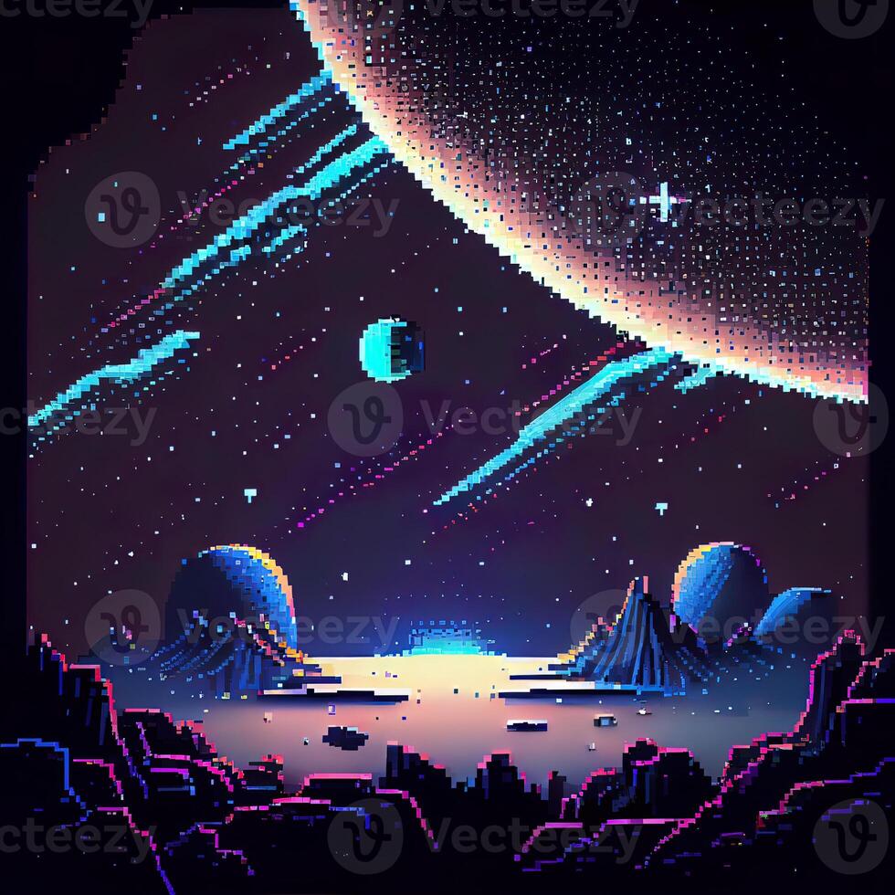 Pixel Art Space Background - photo