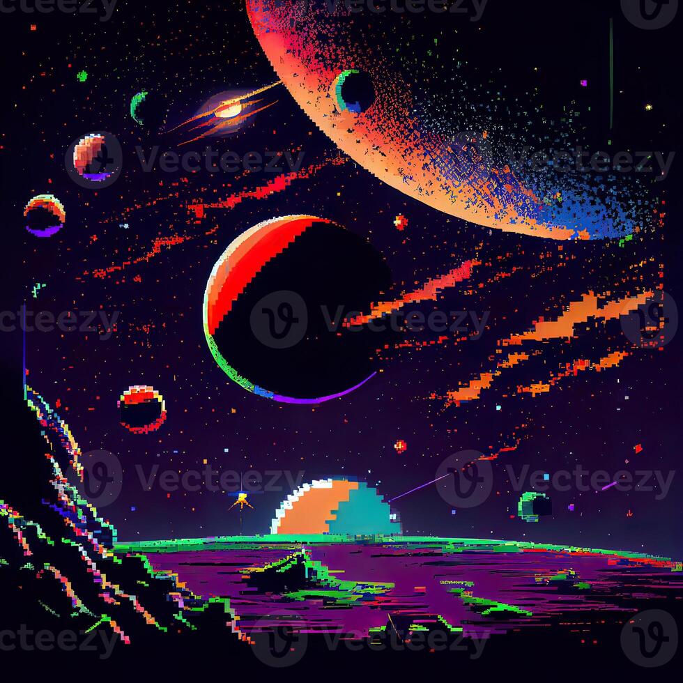 Pixel Art Space Background - Ai Generated 22459317 Stock Photo at Vecteezy