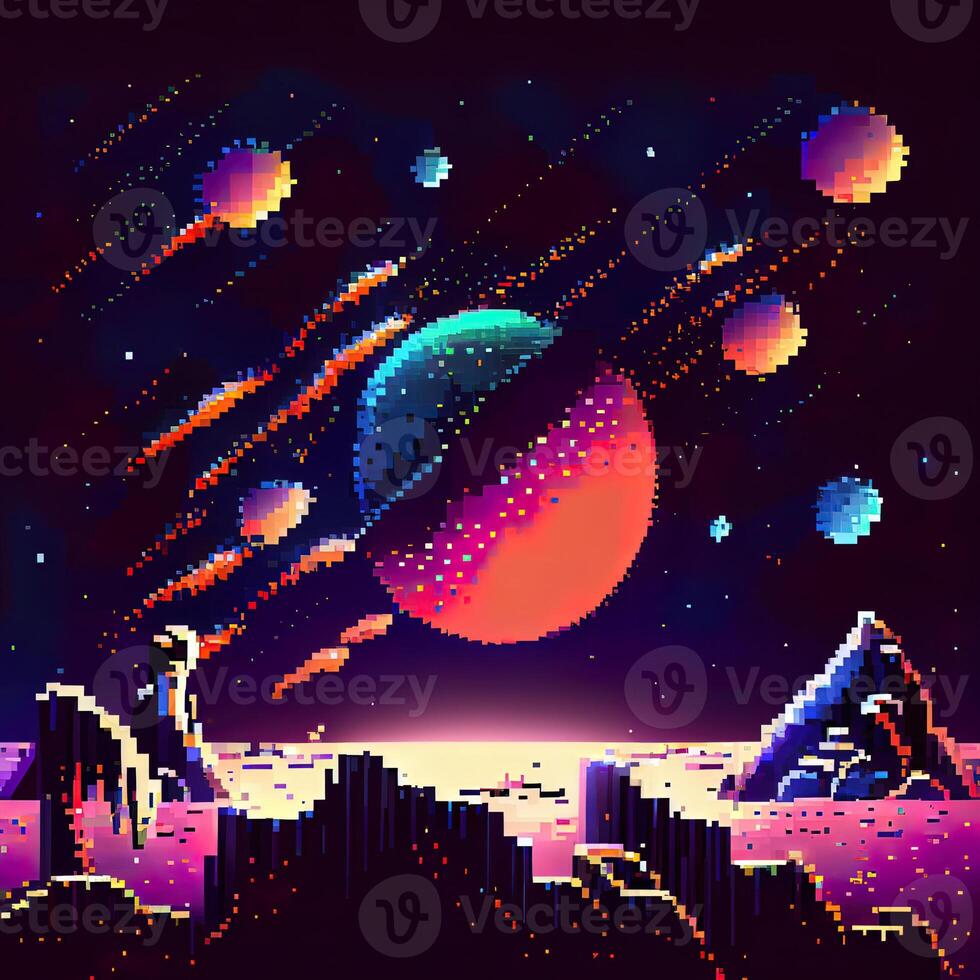 Pixel Art Space Background - photo