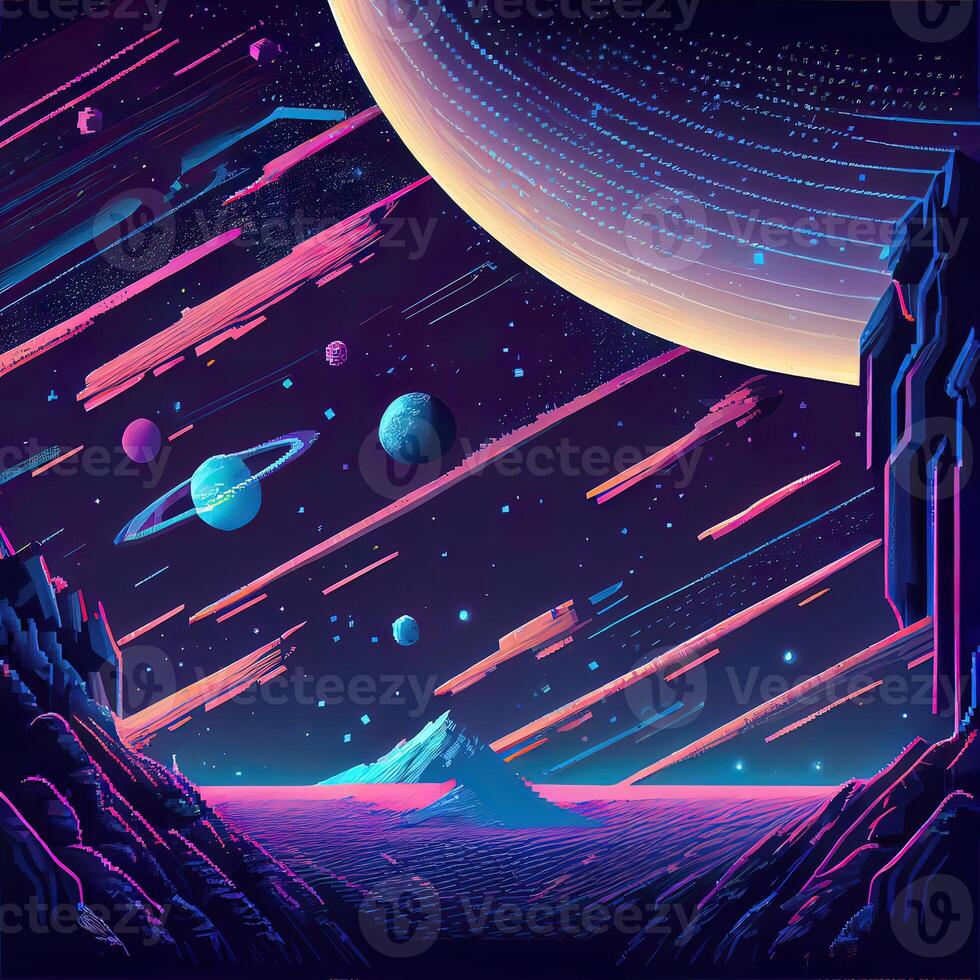 Pixel Art Space Background - photo