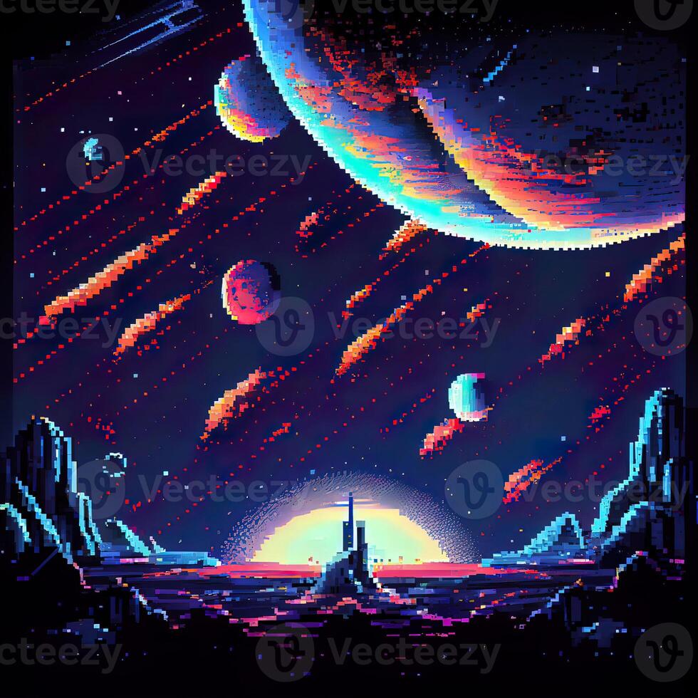Pixel Art Space Background - Ai Generated 22459328 Stock Photo at Vecteezy