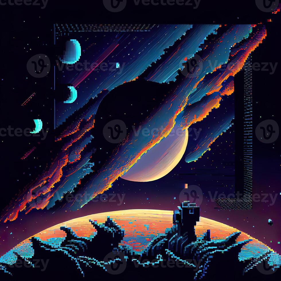 Pixel Art Space Background - photo