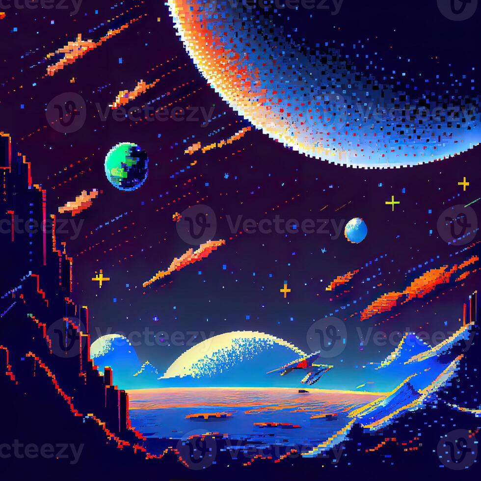 Pixel Art Space Background - photo