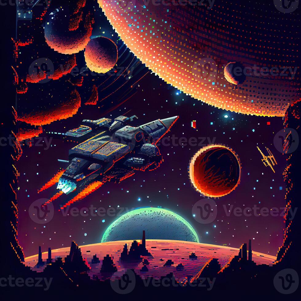 Pixel Art Space Background - photo