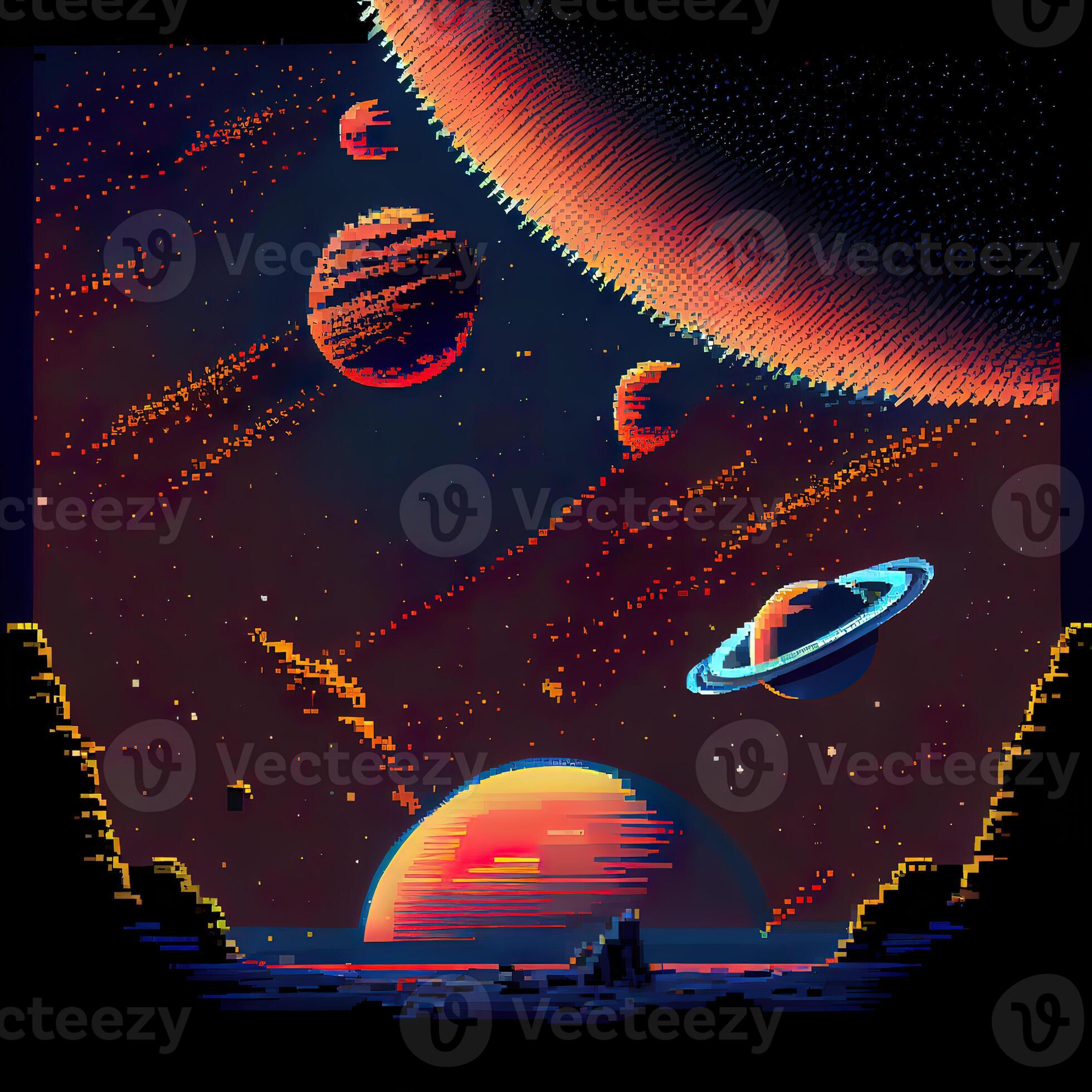 Pixel Art Space Background - Ai Generated 22459382 Stock Photo at Vecteezy