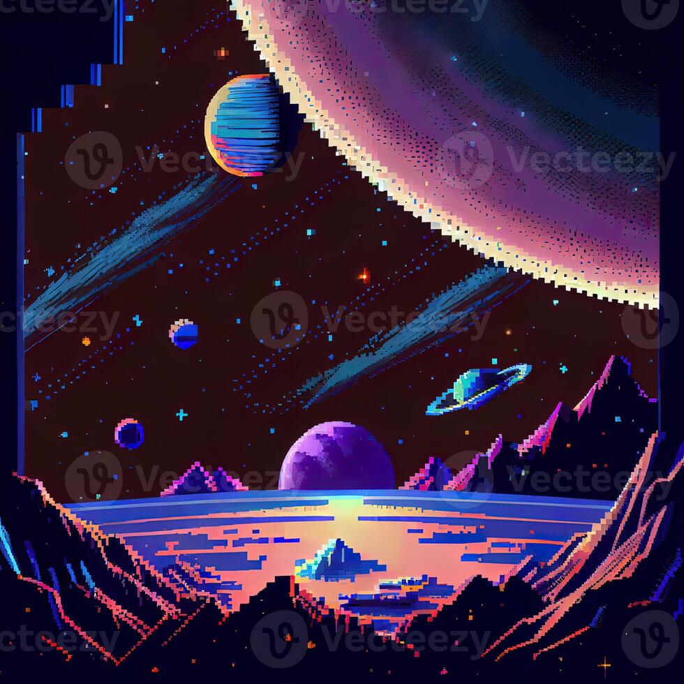 Pixel Art Space Background - Ai Generated 22459388 Stock Photo at Vecteezy