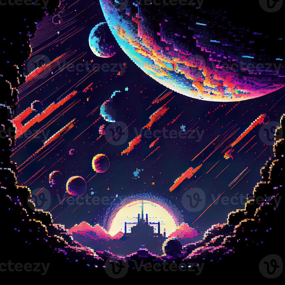 Pixel Art Space Background - photo