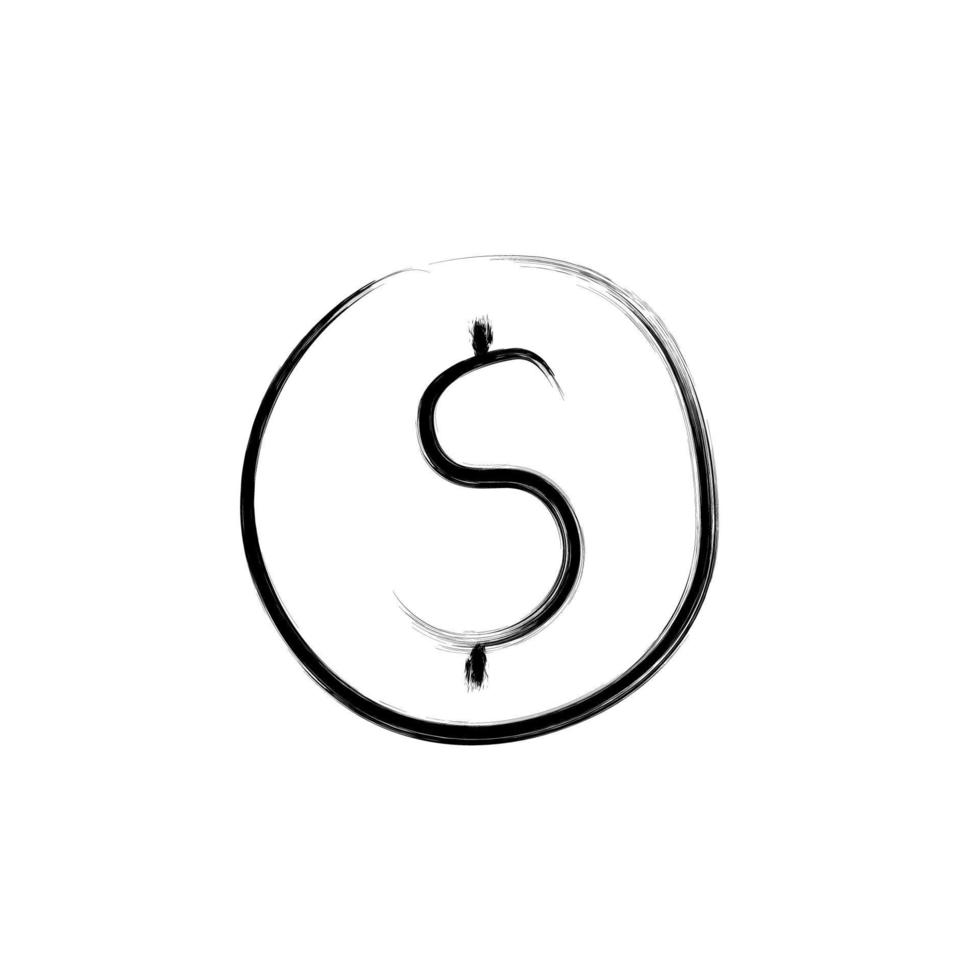 dollar sign sketch style vector icon