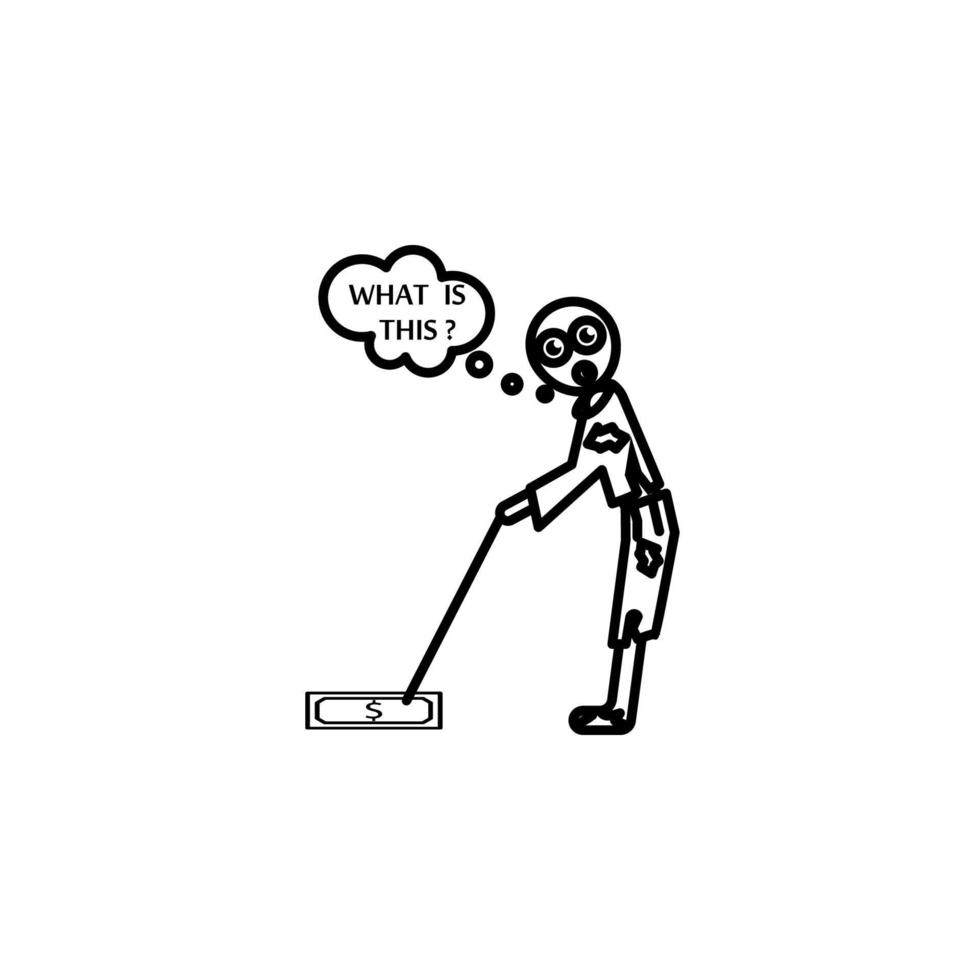 Poor man fined money vector icon