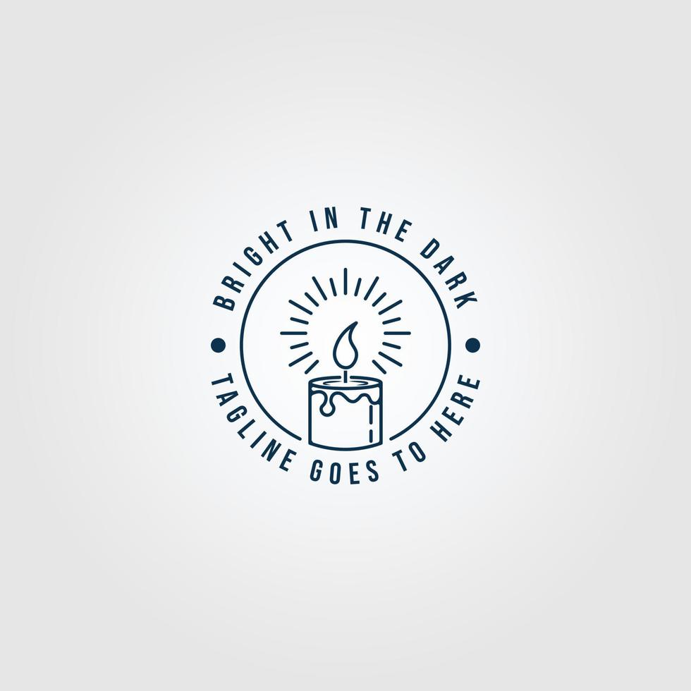 candle light line art  logo with emblem vector illustration design logo