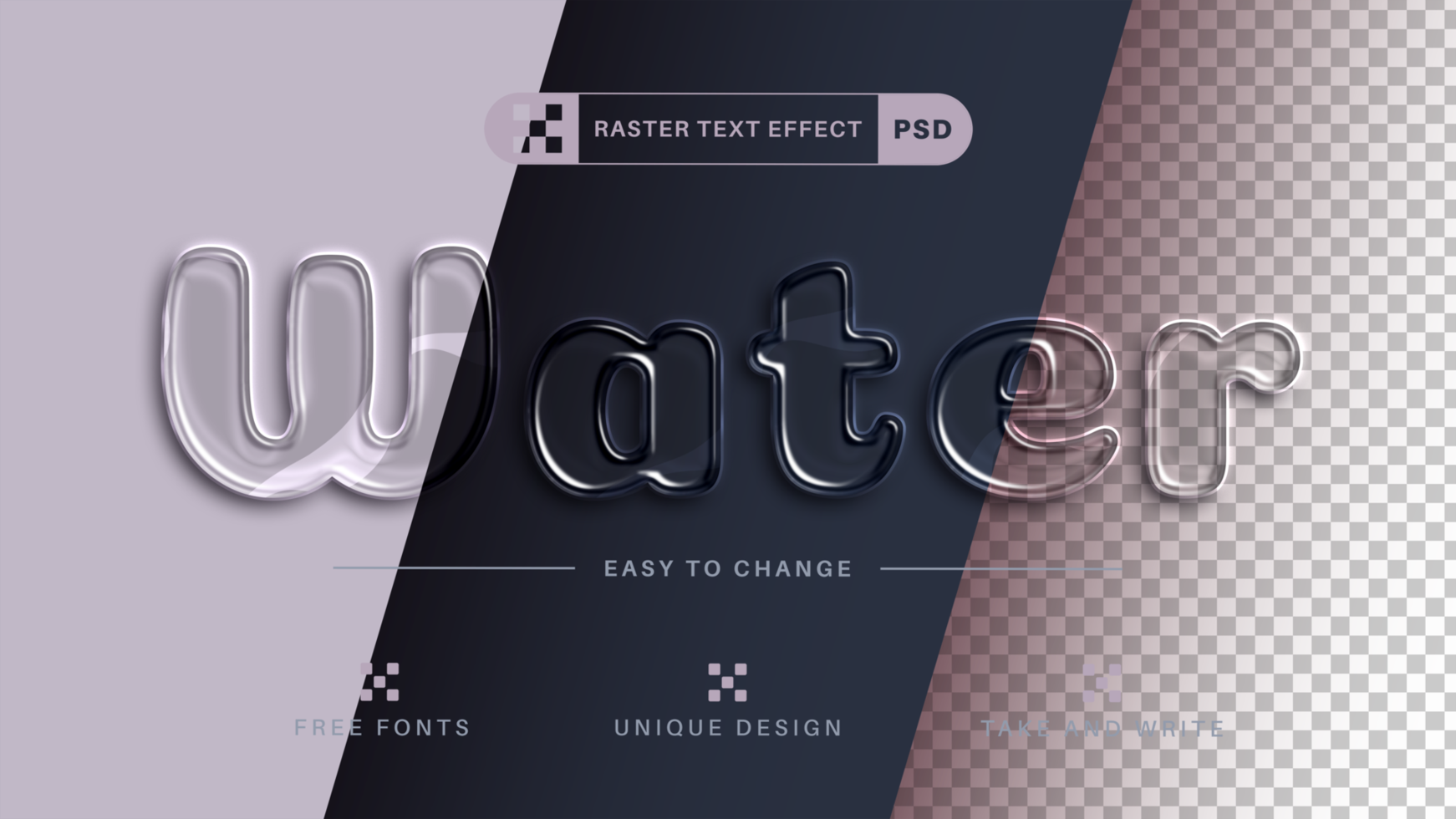 PSD Water - Editable Text Effect,  Font Style