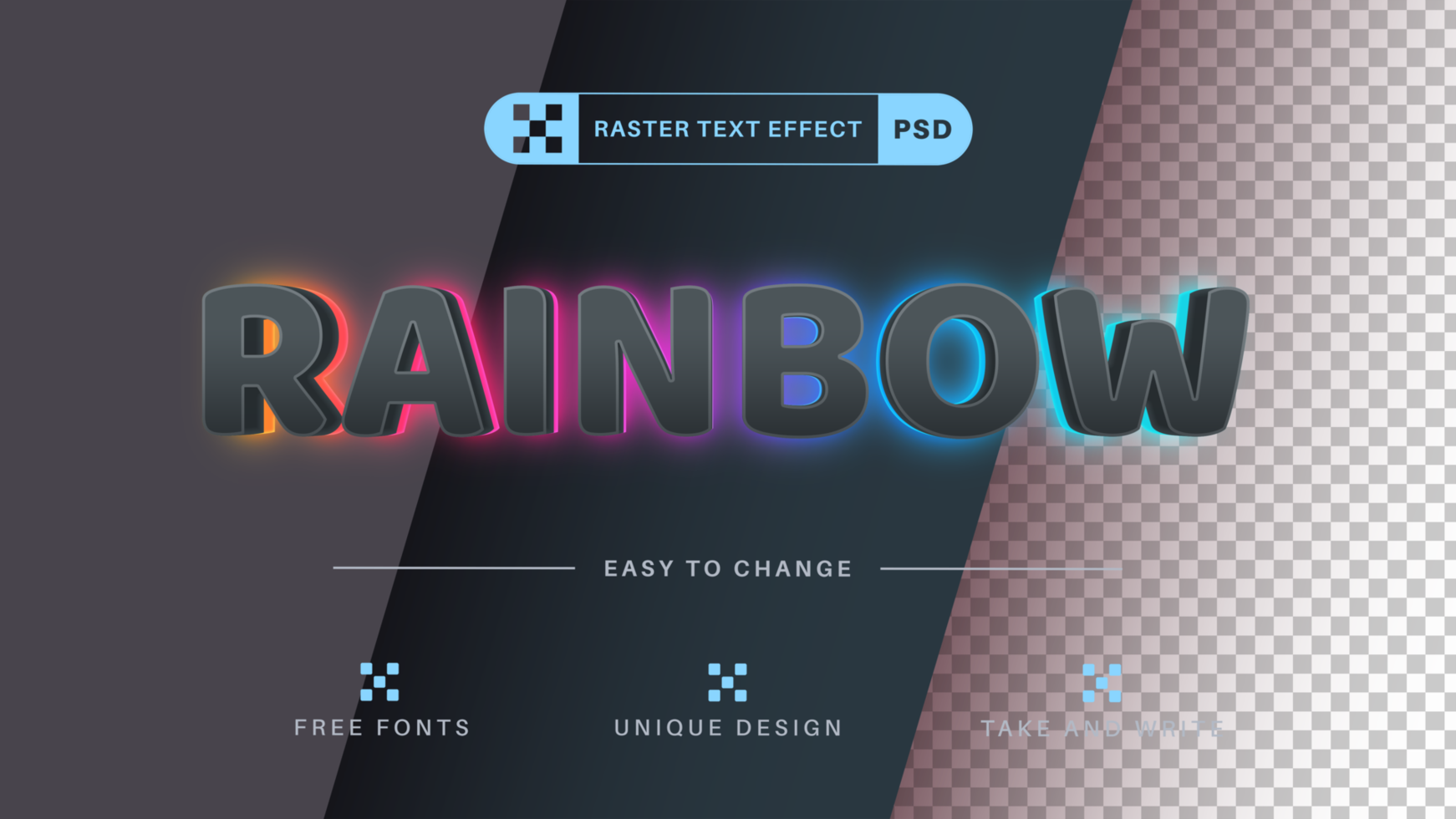 Rainbow Editable Text Effect,  Font Style psd