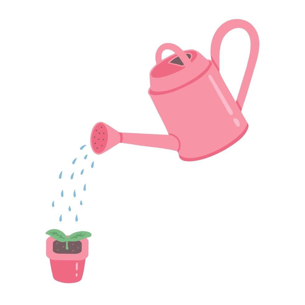 watering can and seedling. Illustration for printing, backgrounds, covers and packaging. Image can be used for greeting cards, posters, stickers and textile. Isolated on white background. vector