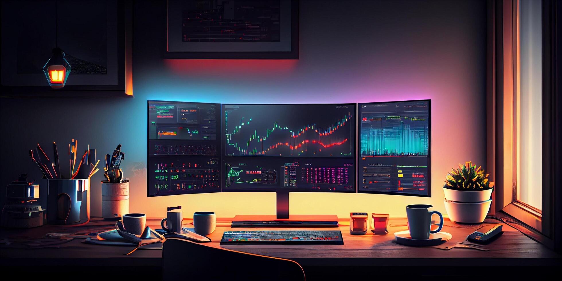 A computer desktop wallpaper for forex trading terminal ai generative desktop  background 22460209 Stock Photo at Vecteezy