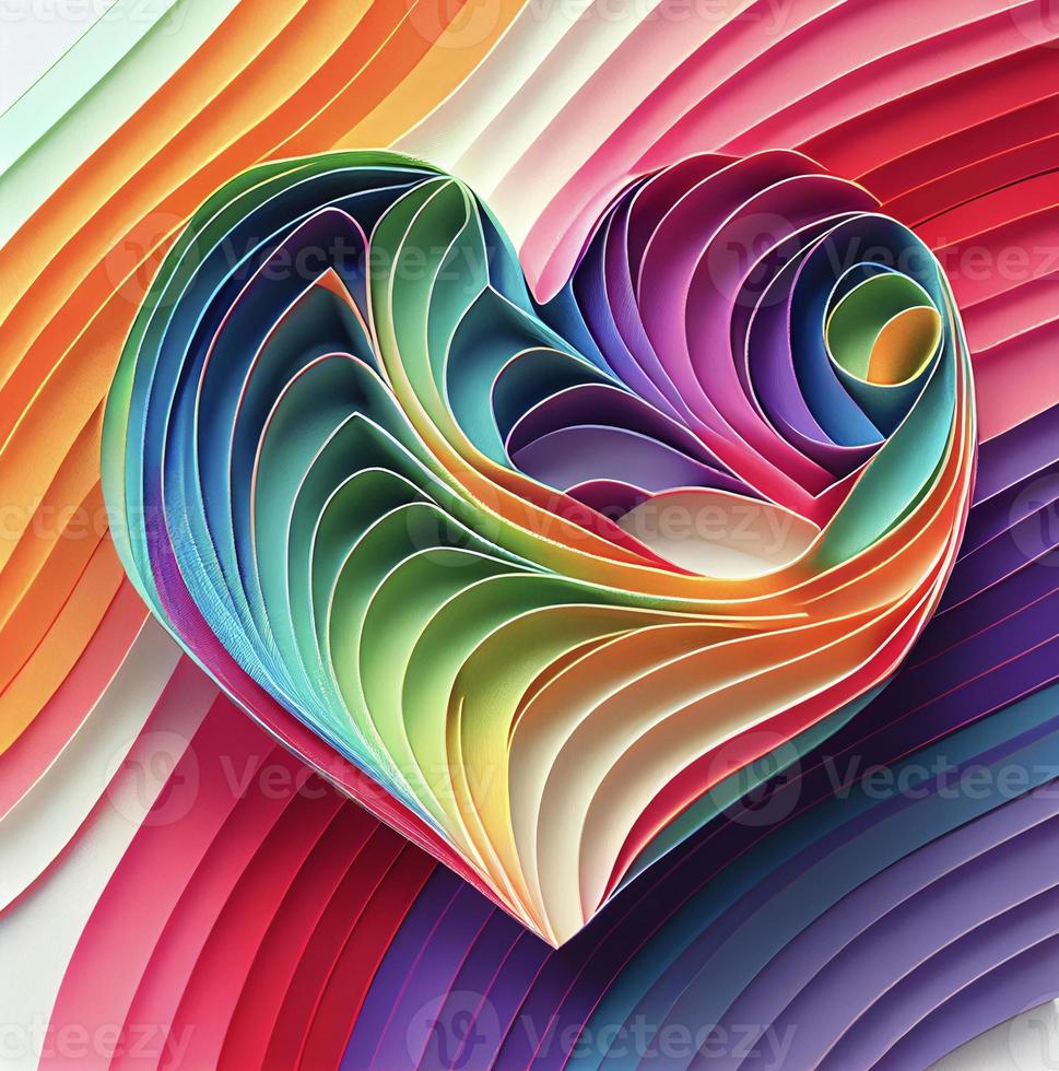 abstract colorful wavy heart, ai generation photo