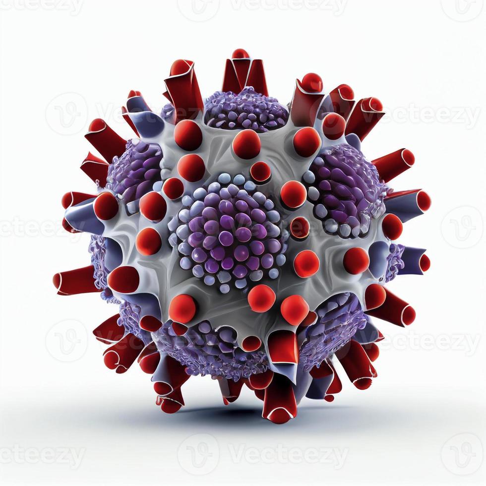 Isolated virus on white background, ai generation photo