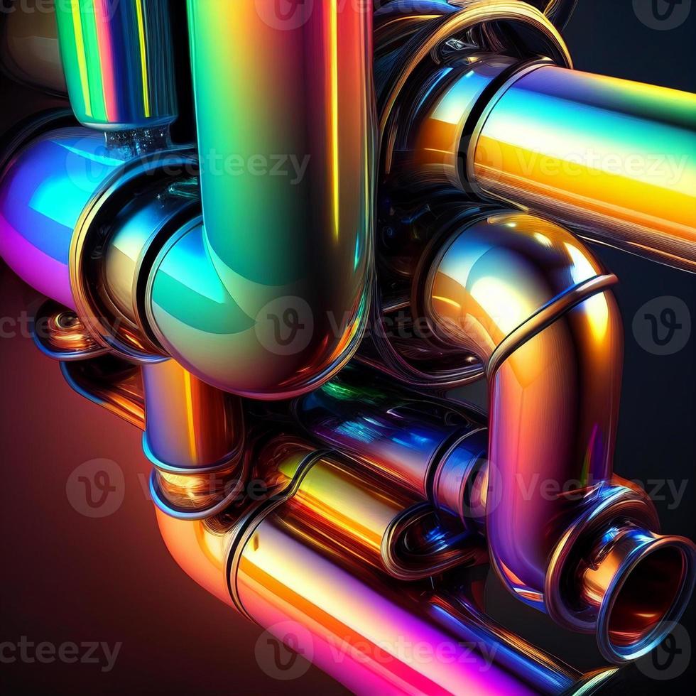 colorful metal pipes background, ai generation photo