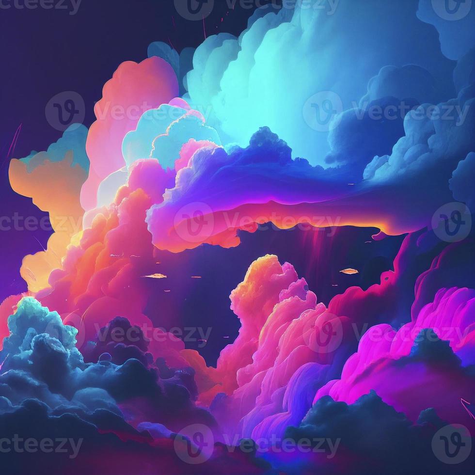 abstract colorful clouds background, ai generation photo