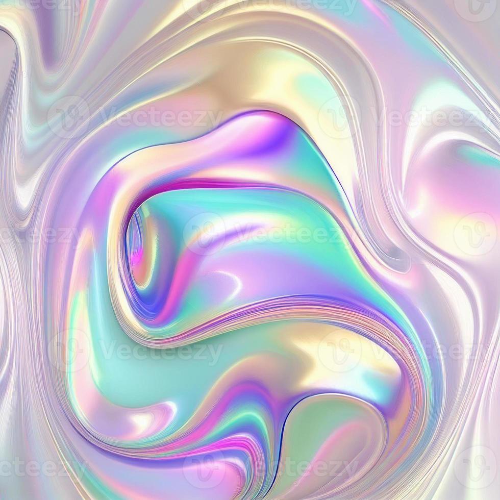 Neon iridescent pastel waves, ai generation photo