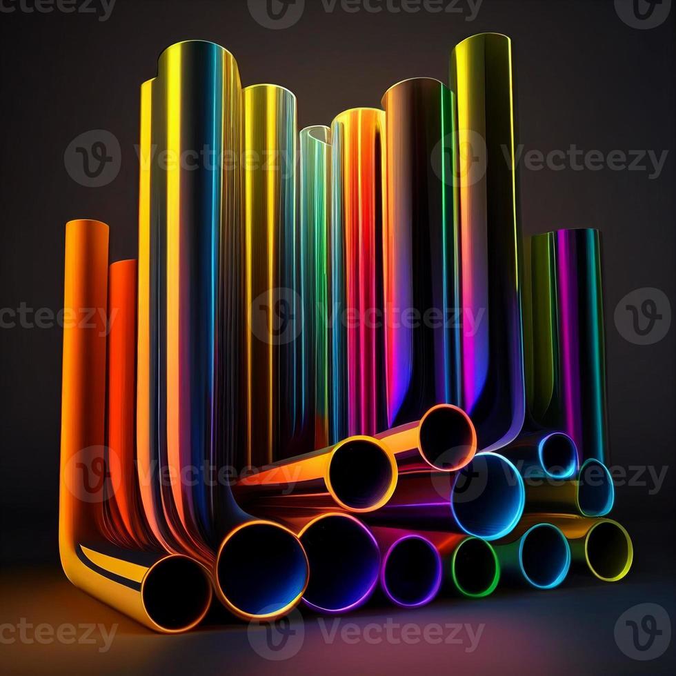 colorful metal pipes background, ai generation photo