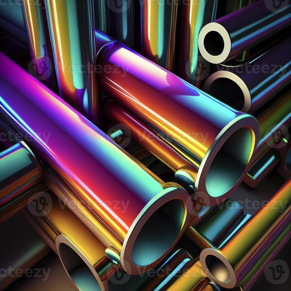 colorful metal pipes background, ai generation photo