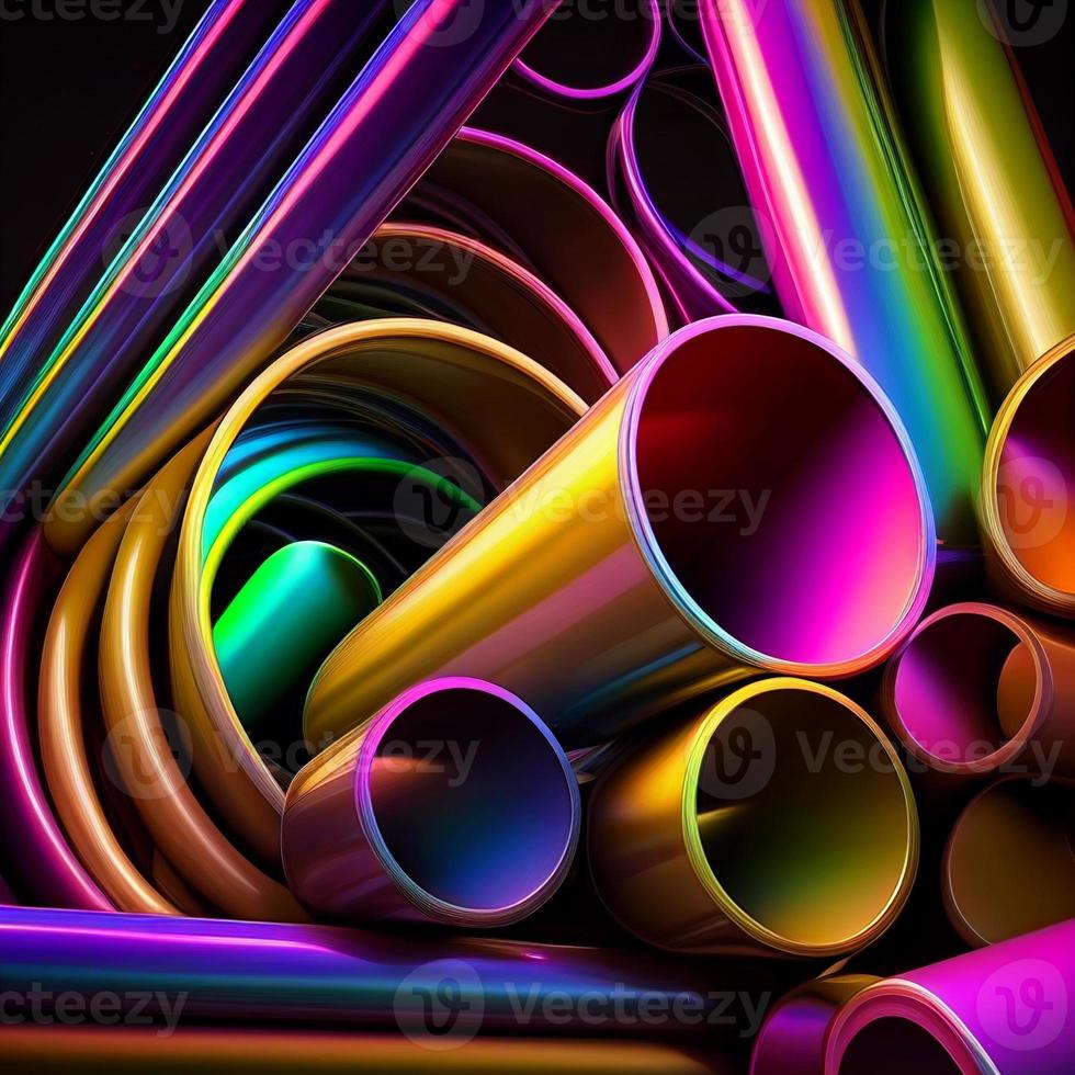 colorful metal pipes background, ai generation photo