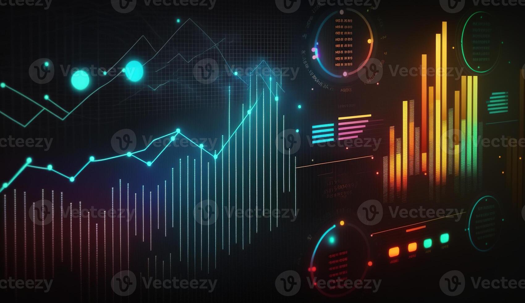 , stock market chart lines, financial graph on technology abstract background represent financial crisis, financial meltdown. Technology concept, trading market concept. photo