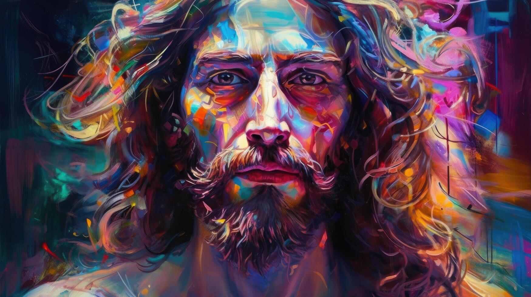 Colorful illustration of Jesus, creative art. photo