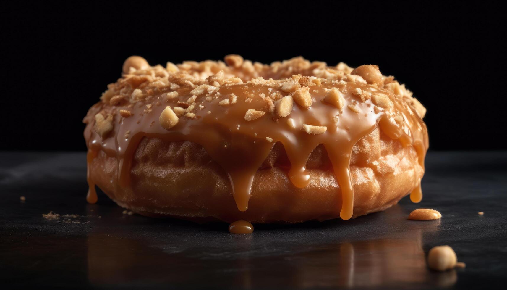 A photo of the salted caramel coated version of the donut.