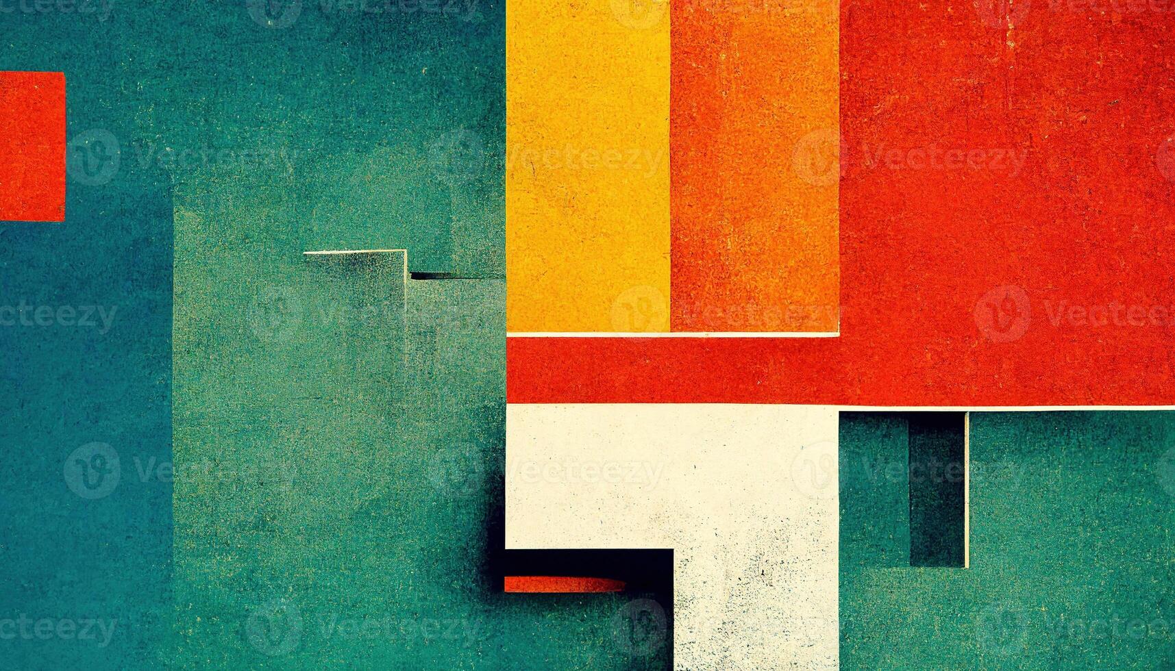, abstract Bauhaus style background with grainy paper texture. Trendy contemporary minimal 20s geometric design. Digital art. photo