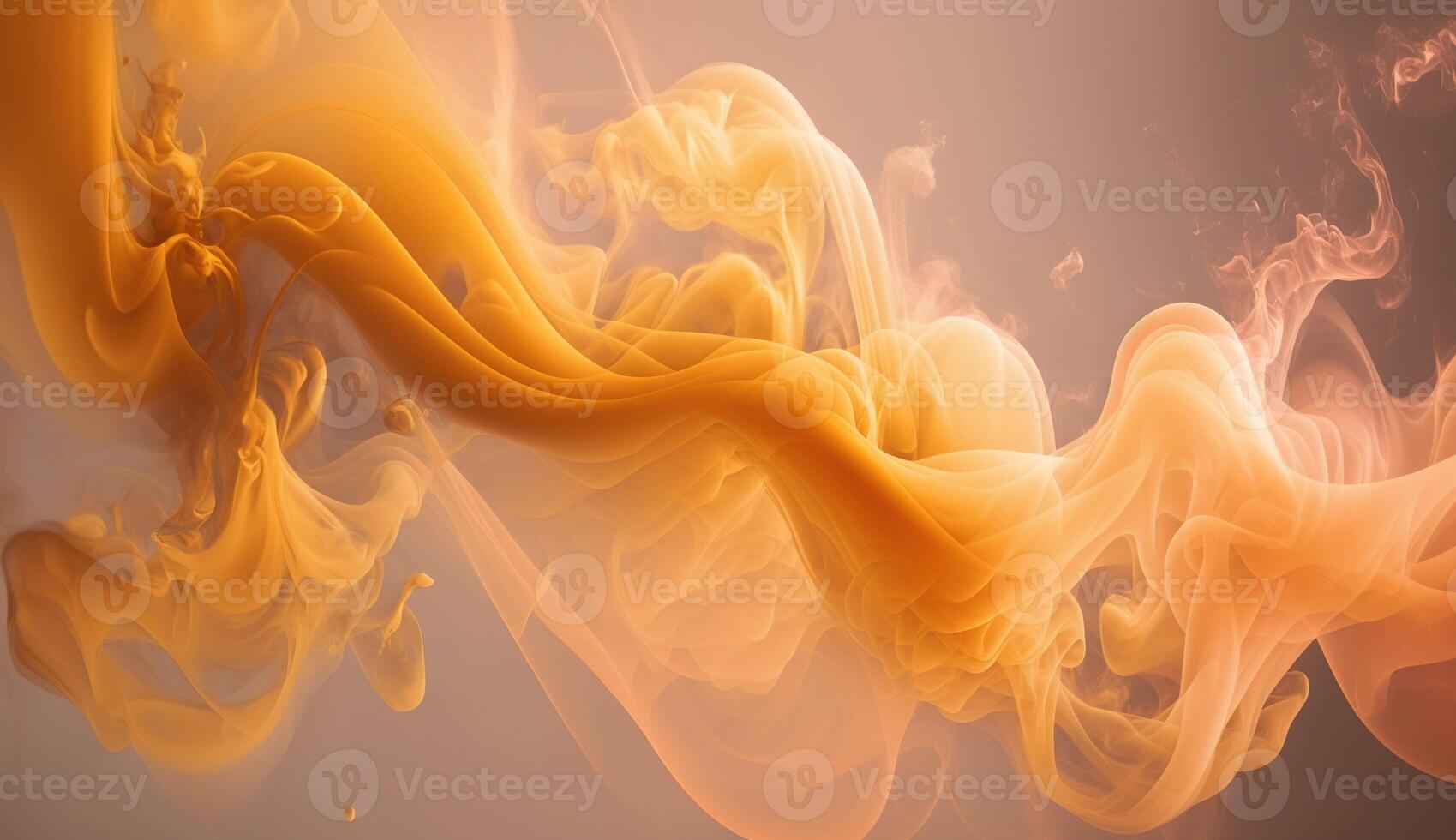 , Flowing light apricot crush smoke with splashes. Soft fluid banner, spring female mood, 3D effect, modern macro realistic abstract background illustration, ink in water effect. photo