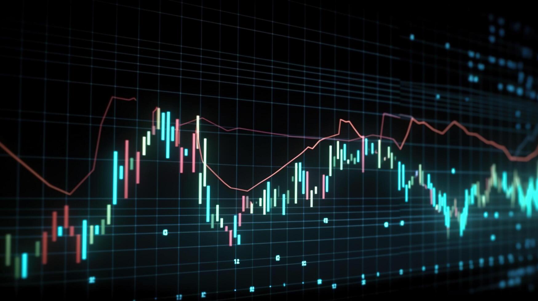 generativo ai, valores mercado gráfico líneas, financiero grafico en tecnología resumen antecedentes representar financiero crisis, financiero fusión de un reactor. tecnología concepto, comercio mercado concepto. foto