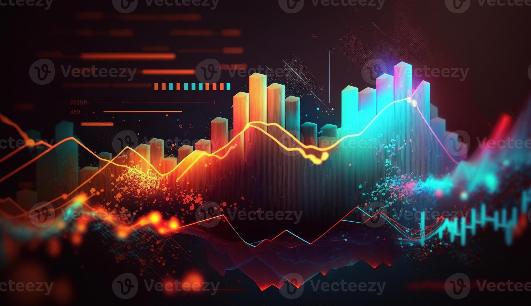 , stock market chart lines, financial graph on technology abstract background represent financial crisis, financial meltdown. Technology concept, trading market concept. photo