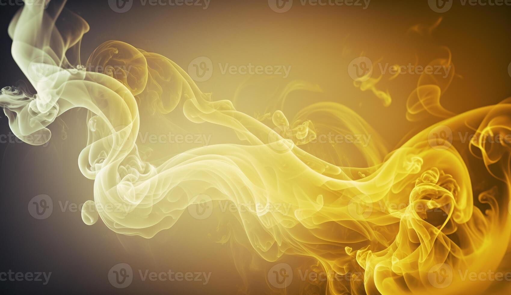 , Flowing light yellow smoke with splashes. Soft fluid banner, spring female mood, 3D effect, modern macro realistic abstract background illustration, ink in water effect. photo