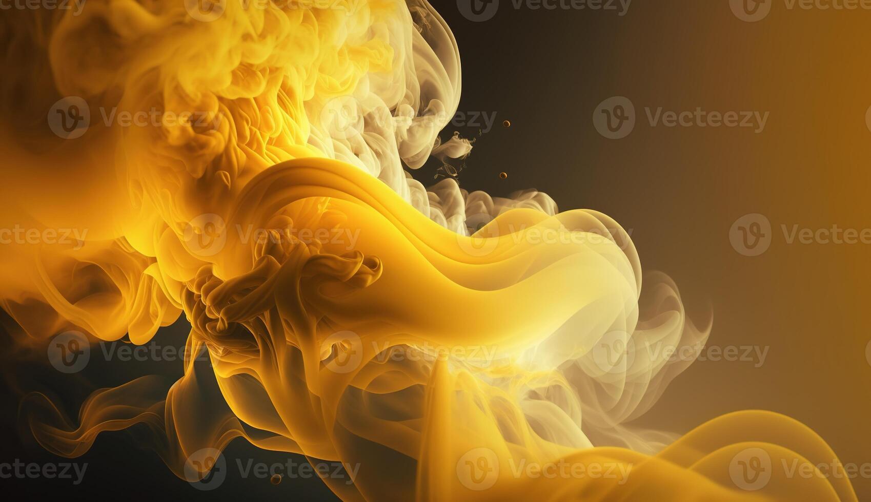 generativo ai, fluido ligero amarillo fumar con salpicaduras suave fluido bandera, primavera hembra ánimo, 3d efecto, moderno macro realista resumen antecedentes ilustración, tinta en agua efecto. foto