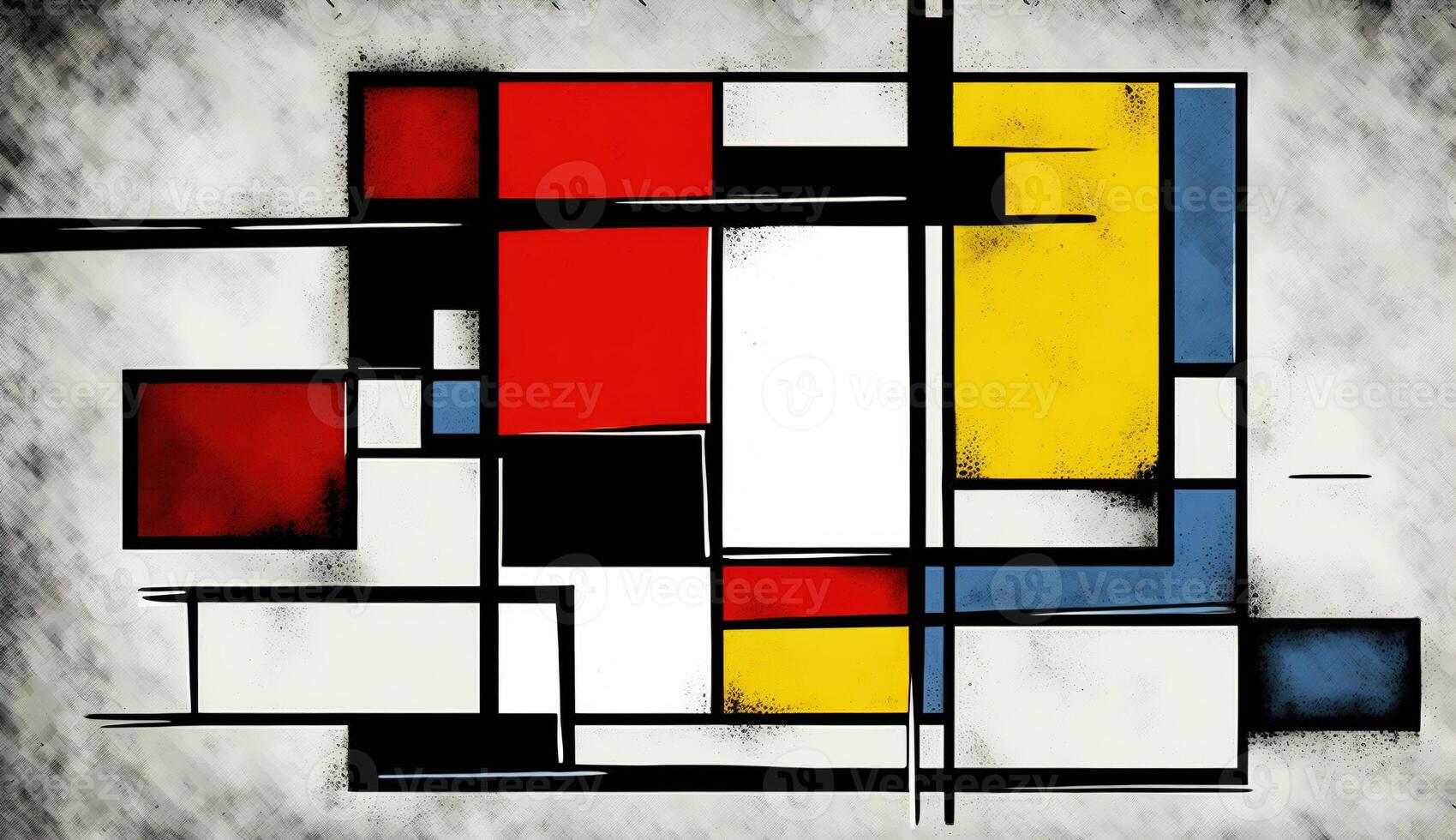 generativo ai, cubista pintado resumen vistoso rectángulos en Mondrian estilo antecedentes. de moda geométrico diseño. foto