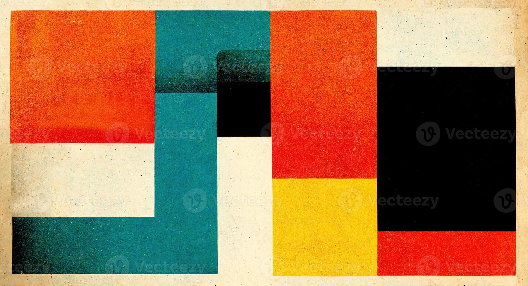 , abstract Bauhaus style background with grainy paper texture. Trendy contemporary minimal 20s geometric design. Digital art. photo