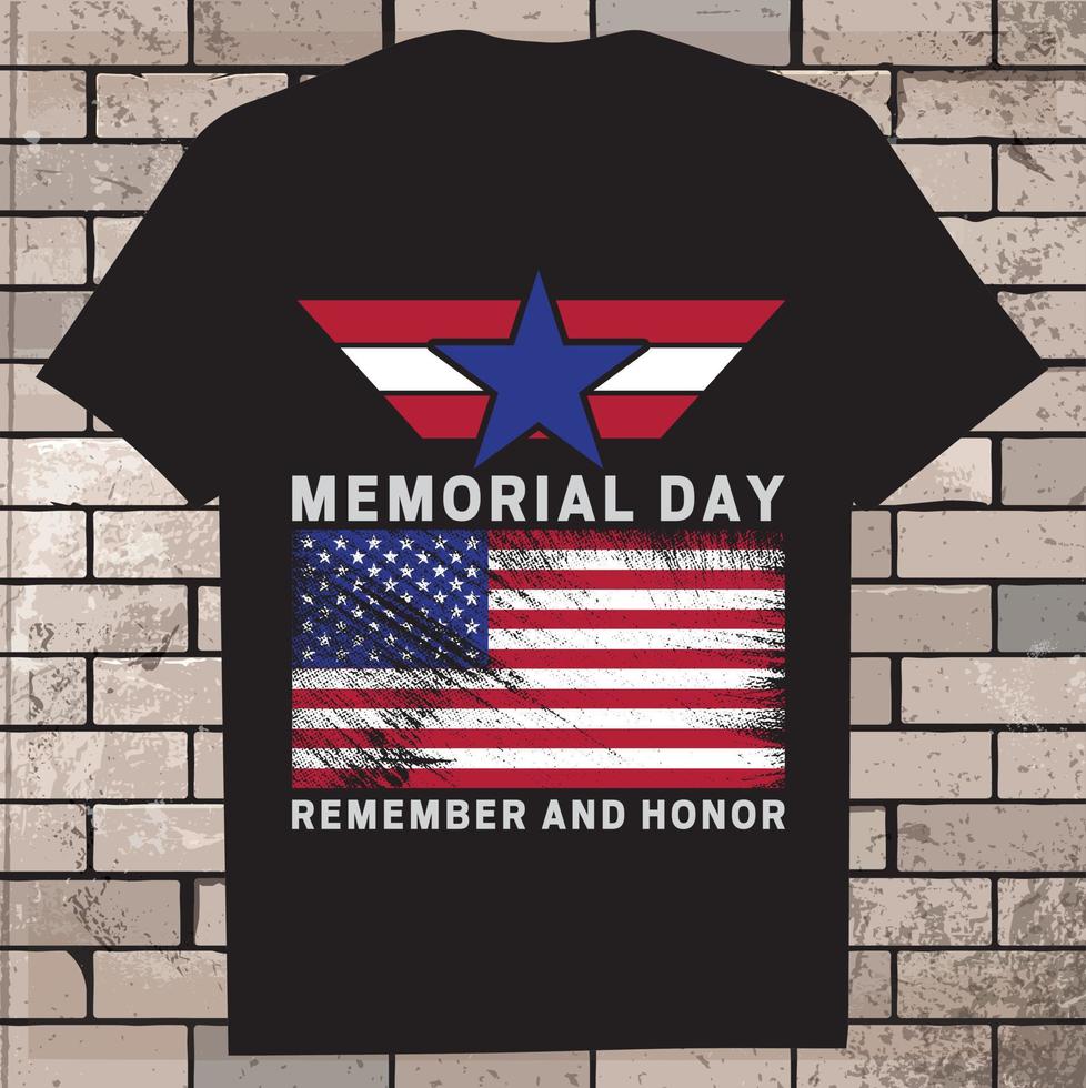 Memorial Day T-Shirt Vector illustration, USA flag