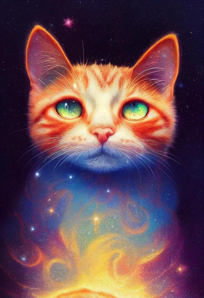 mágico linda minúsculo gato mirando a cielo ai generativo imagen para móvil fondo de pantalla foto