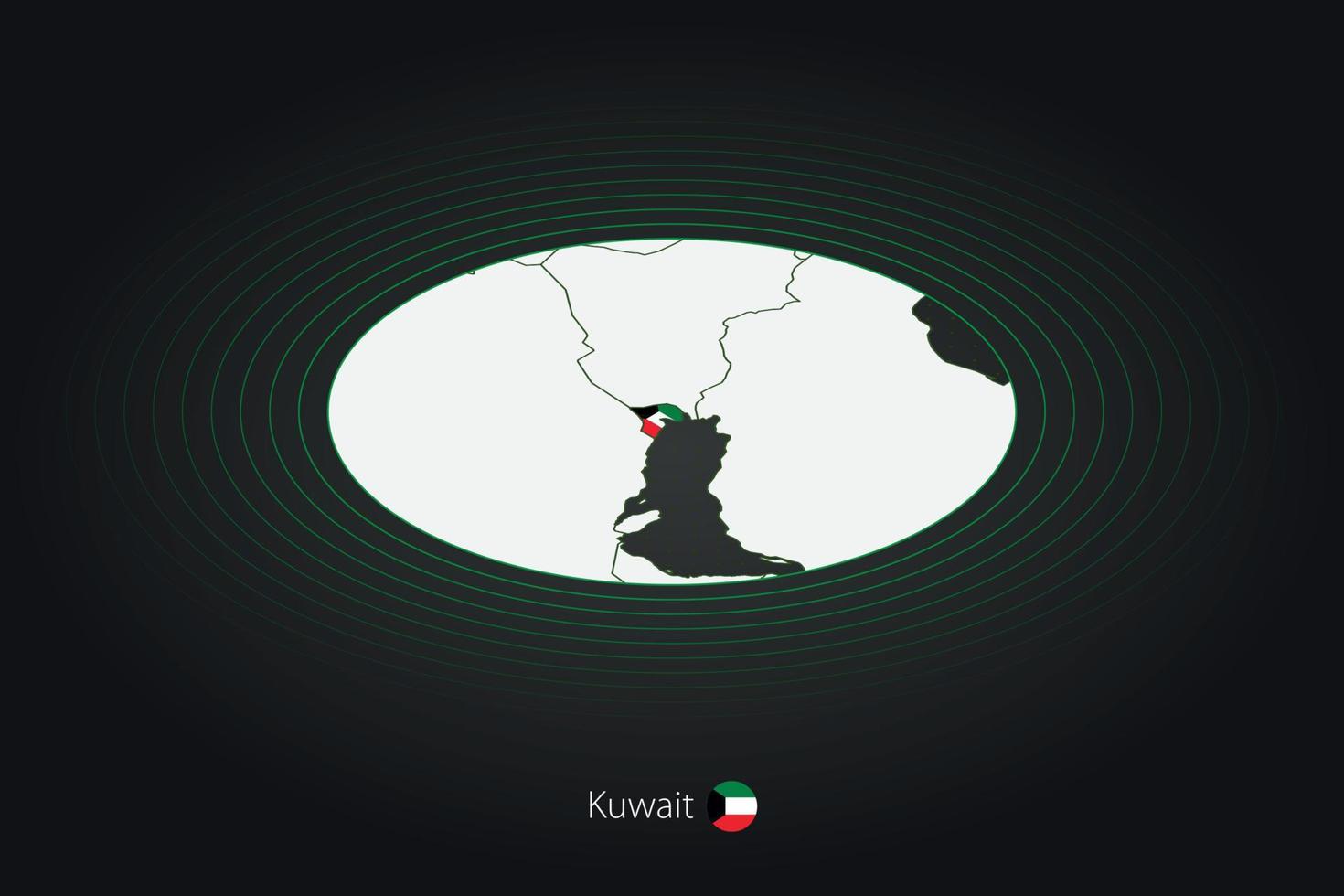 Kuwait map in dark color, oval map with neighboring countries. vector