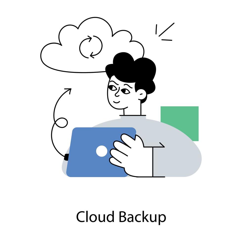 Trendy Cloud Backup vector