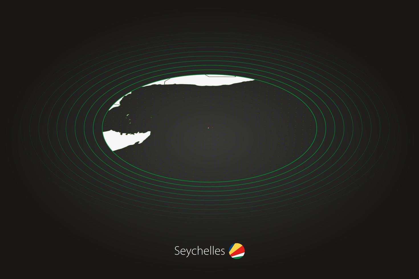 Seychelles map in dark color, oval map with neighboring countries. vector