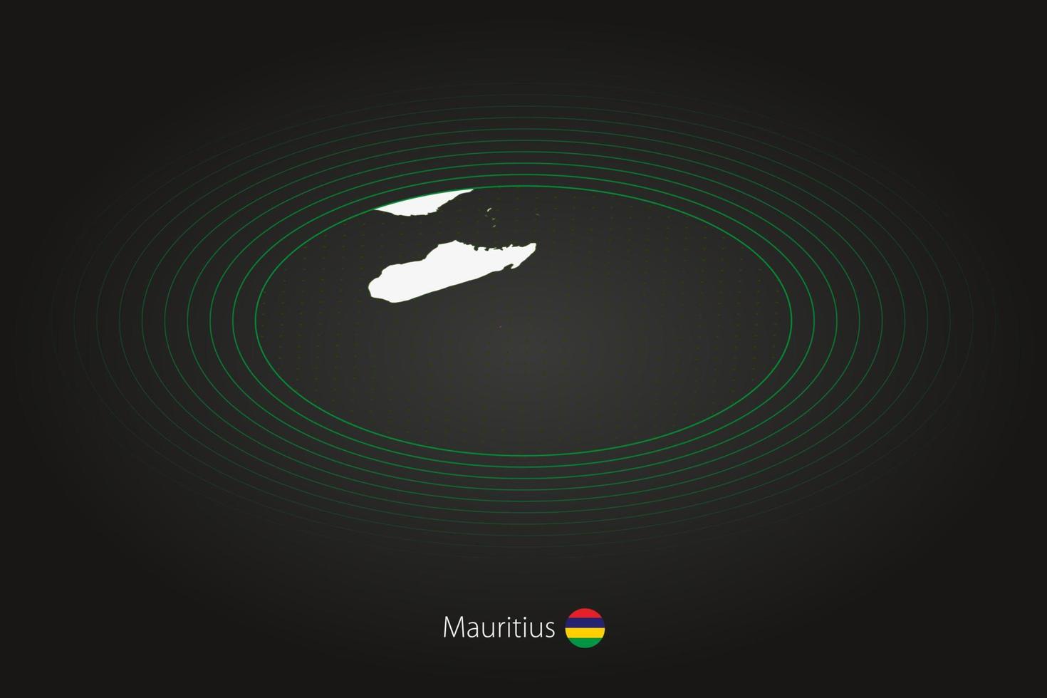 Mauricio mapa en oscuro color, oval mapa con vecino países. vector