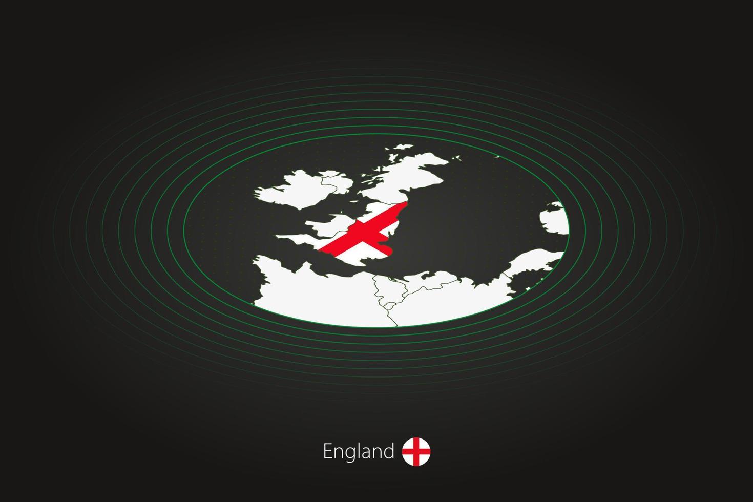 Inglaterra mapa en oscuro color, oval mapa con vecino países. vector